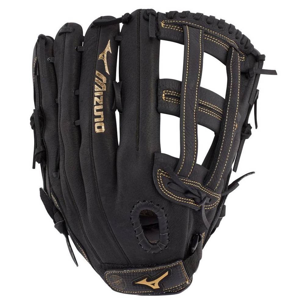 Panske Rukavice Mizuno Premier Series Slowpitch 13" Čierne/Zlate Vypredaj LRVB97840